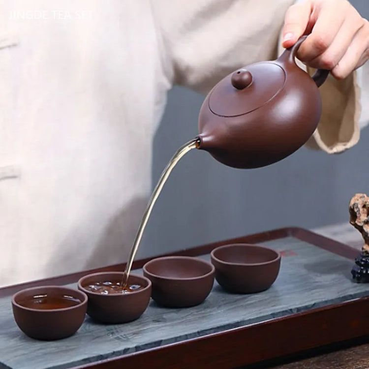 180ml Chinese Yixing Purple Clay Teapot Raw Ore Ball Hole Filter Teapot Custom Zisha Xishi Teaware Handmade Beauty Tea Infuser