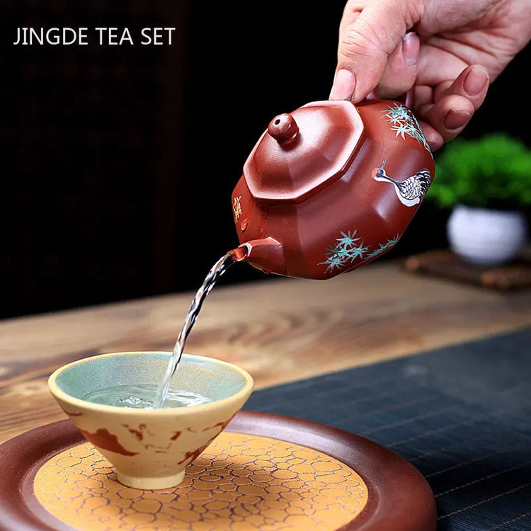 200ml Handpainted Yixing Purple Clay Teapots Chinese Filter Beauty Kettle Raw Ore Dahongpao Tea Pot Tradition Zisha Tea Infuser