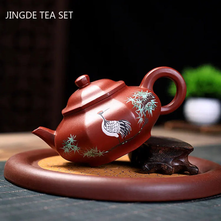 200ml Handpainted Yixing Purple Clay Teapots Chinese Filter Beauty Kettle Raw Ore Dahongpao Tea Pot Tradition Zisha Tea Infuser