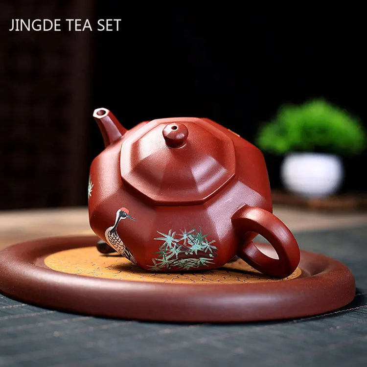 200ml Handpainted Yixing Purple Clay Teapots Chinese Filter Beauty Kettle Raw Ore Dahongpao Tea Pot Tradition Zisha Tea Infuser