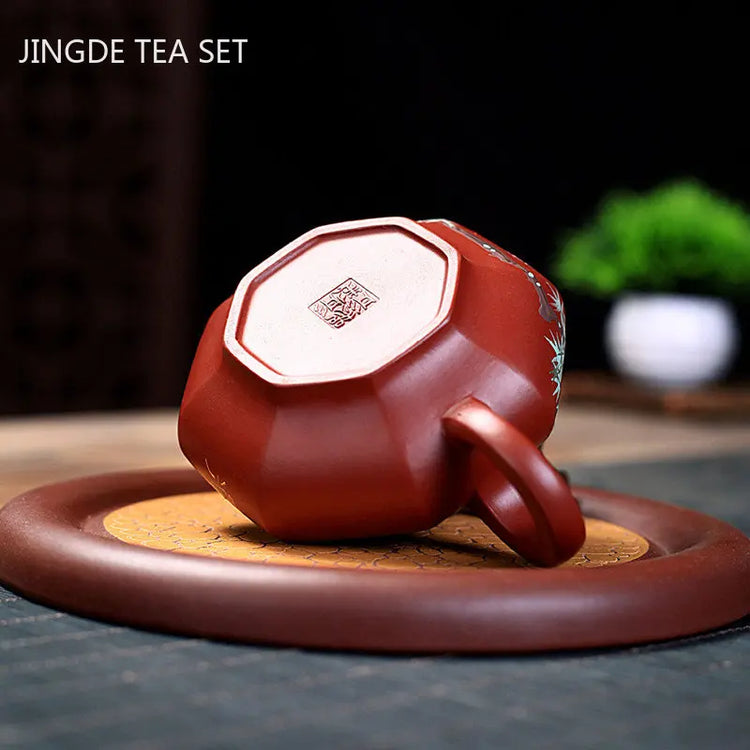 200ml Handpainted Yixing Purple Clay Teapots Chinese Filter Beauty Kettle Raw Ore Dahongpao Tea Pot Tradition Zisha Tea Infuser