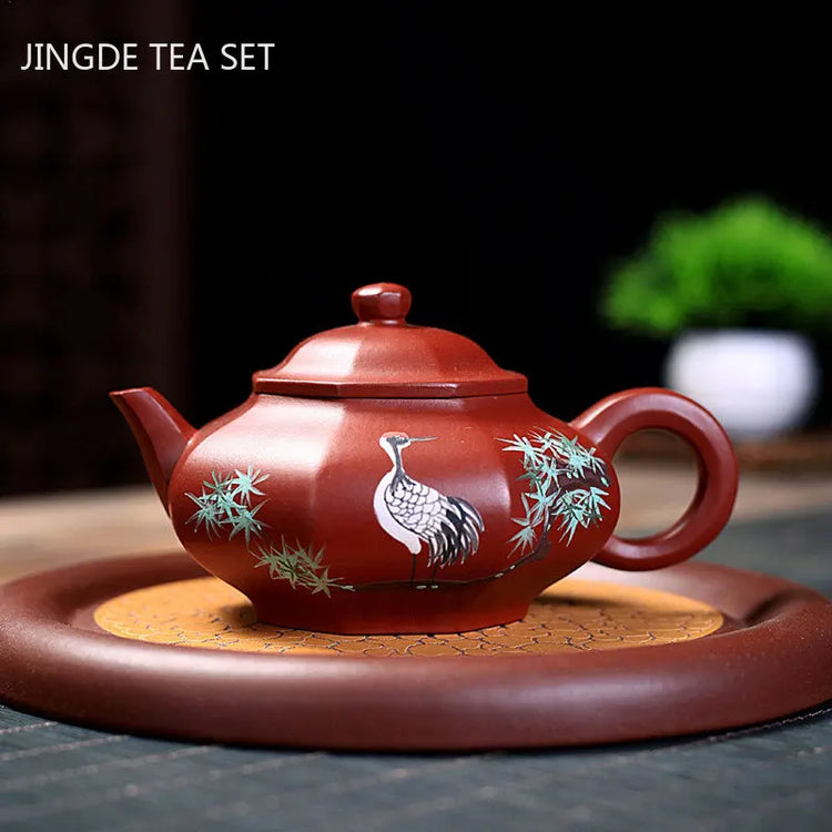 200ml Handpainted Yixing Purple Clay Teapots Chinese Filter Beauty Kettle Raw Ore Dahongpao Tea Pot Tradition Zisha Tea Infuser