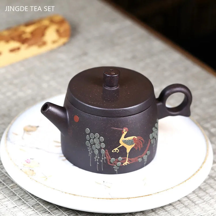 200ml Yixing Purple Clay Tea Pot Raw Ore Black Gold Sand Filter Teaware Chinese Zisha Tea Infuser Handmade Beauty Teapot