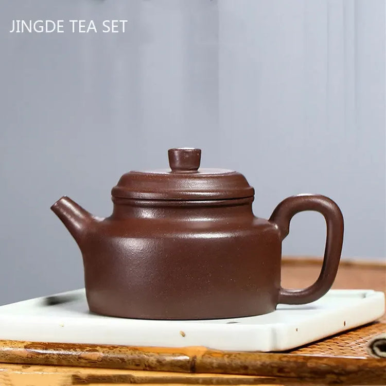 210ml Antique Dezhong Teapot Chinese Yixing Purple Clay Tea Pot Handmade Filter Beauty Kettle Raw Ore Zhu Mud Zisha Tea Sets