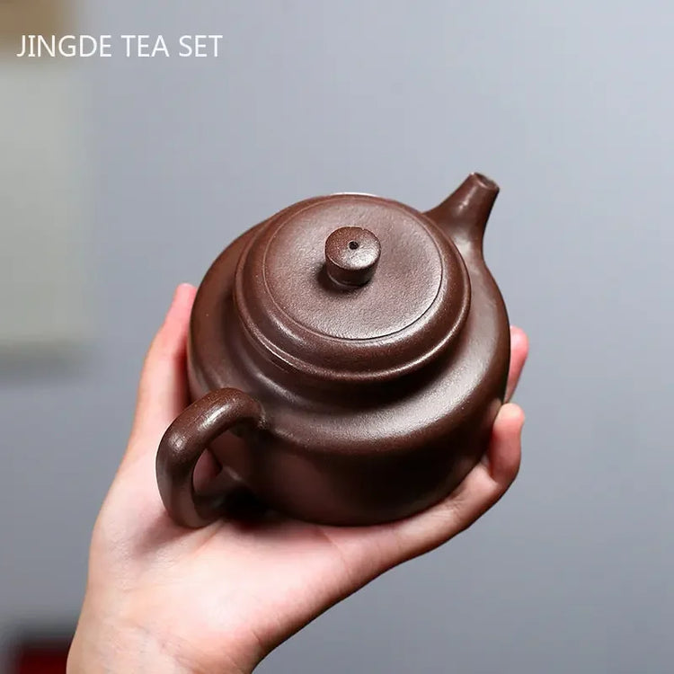 210ml Antique Dezhong Teapot Chinese Yixing Purple Clay Tea Pot Handmade Filter Beauty Kettle Raw Ore Zhu Mud Zisha Tea Sets