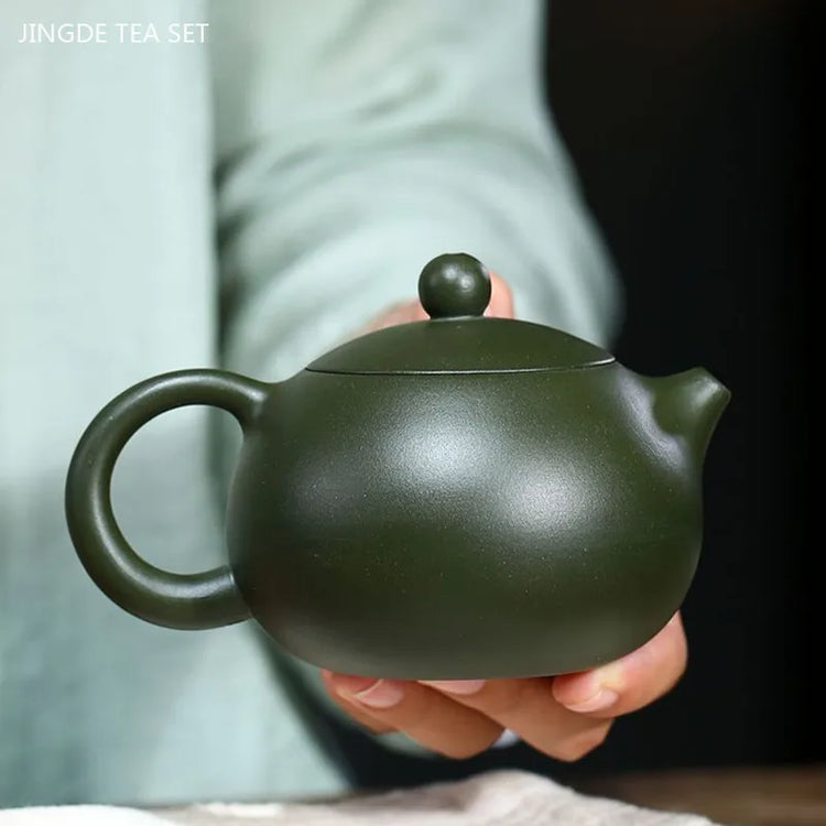 210ml Chinese Yixing Purple Clay Tea Pot Ball Hole Filter Beauty Teapot Handmade Zisha Green Mud Tea Sets Household Xishi Kettle