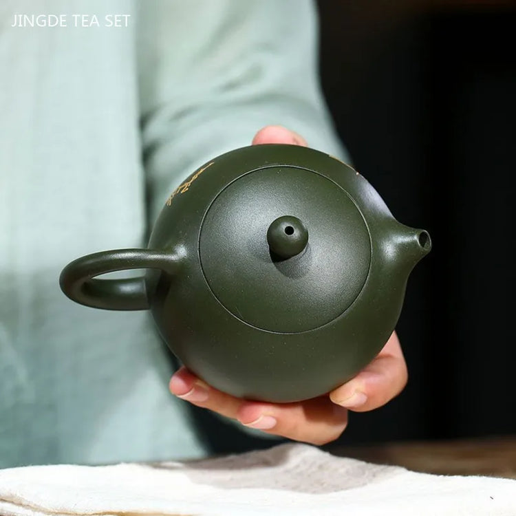 210ml Chinese Yixing Purple Clay Tea Pot Ball Hole Filter Beauty Teapot Handmade Zisha Green Mud Tea Sets Household Xishi Kettle