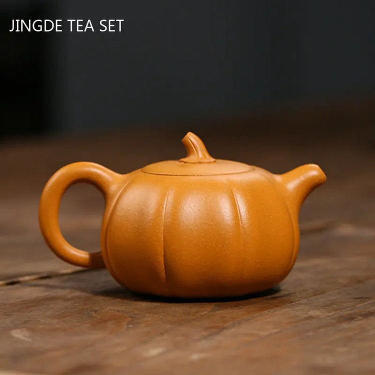 220ml Chinese Yixing Purple Clay Teapot Pumpkin Shape Tea Infuser Household Filter Beauty Kettle Zisha Tea Ceremony Accessories