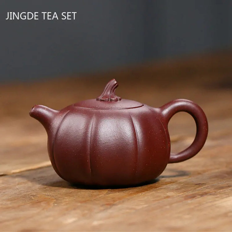 220ml Chinese Yixing Purple Clay Teapot Pumpkin Shape Tea Infuser Household Filter Beauty Kettle Zisha Tea Ceremony Accessories