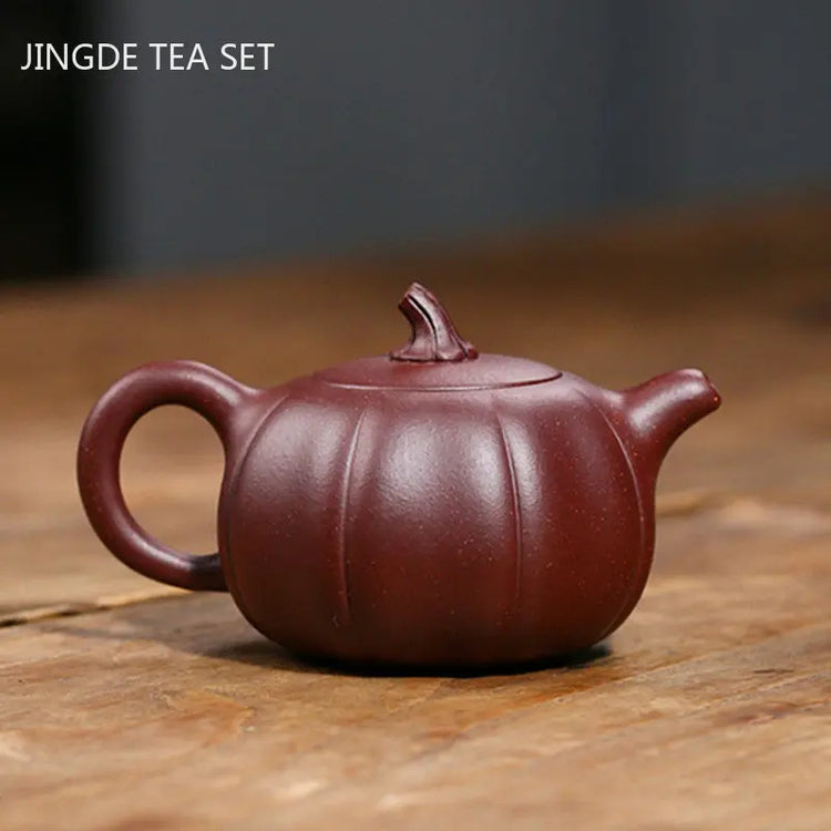 220ml Chinese Yixing Purple Clay Teapot Pumpkin Shape Tea Infuser Household Filter Beauty Kettle Zisha Tea Ceremony Accessories