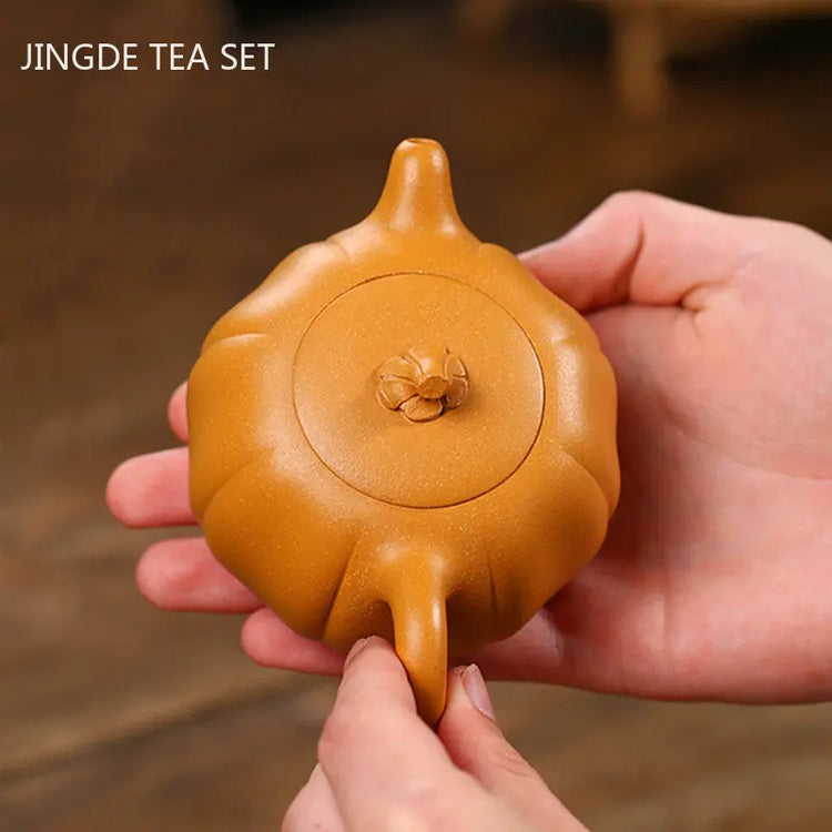 220ml Chinese Yixing Purple Clay Teapot Pumpkin Shape Tea Infuser Household Filter Beauty Kettle Zisha Tea Ceremony Accessories