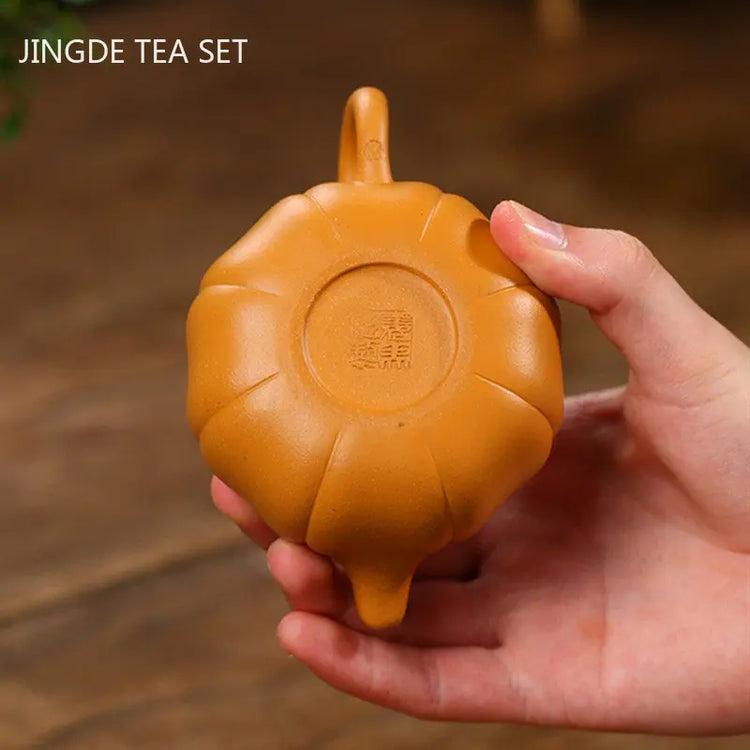 220ml Chinese Yixing Purple Clay Teapot Pumpkin Shape Tea Infuser Household Filter Beauty Kettle Zisha Tea Ceremony Accessories