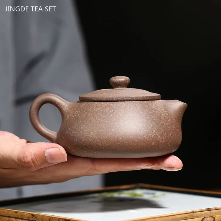 230ml Yixing Purple Clay Tea Pot Master Handmade Raw Ore Section Mud Kettle Antique Stone Scoop Filter Teapot Zisha Tea Infuser