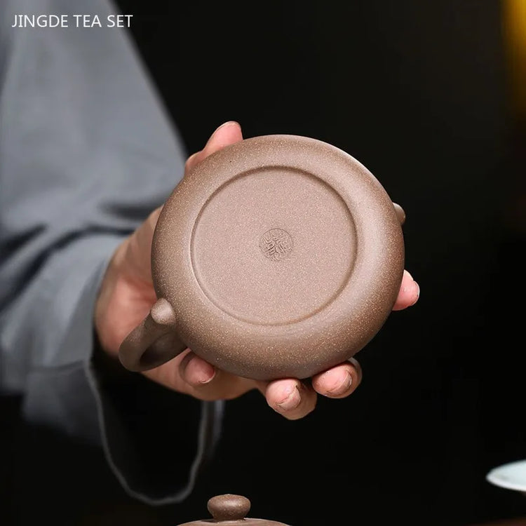 230ml Yixing Purple Clay Tea Pot Master Handmade Raw Ore Section Mud Kettle Antique Stone Scoop Filter Teapot Zisha Tea Infuser