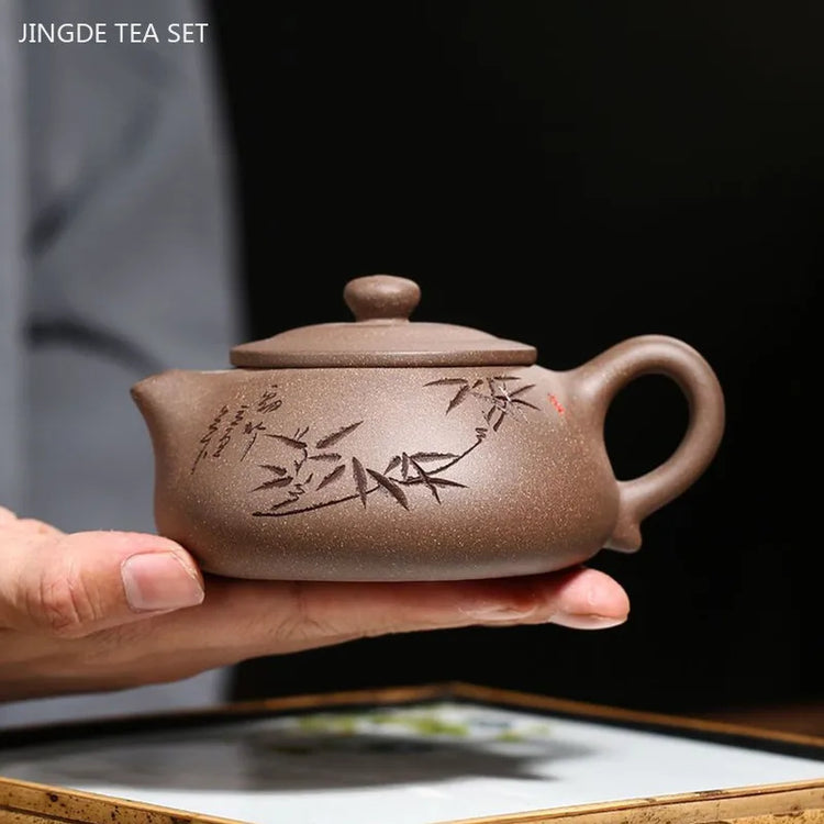 230ml Yixing Purple Clay Tea Pot Master Handmade Raw Ore Section Mud Kettle Antique Stone Scoop Filter Teapot Zisha Tea Infuser