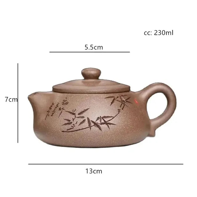 230ml Yixing Purple Clay Tea Pot Master Handmade Raw Ore Section Mud Kettle Antique Stone Scoop Filter Teapot Zisha Tea Infuser