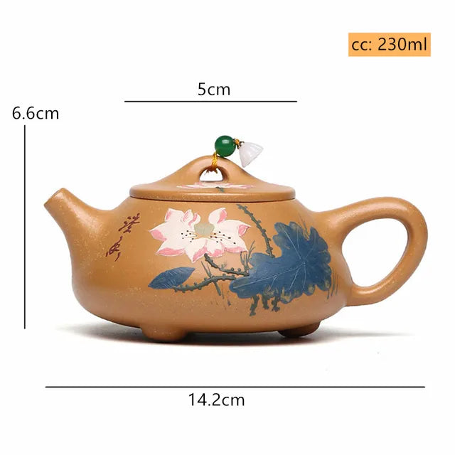 230ml Yixing Purple Clay Teapot Raw Ore Gold Section Mud Stone Scoop Kettle Hand-painted Beauty Tea Pot Traditional Tea Infuser