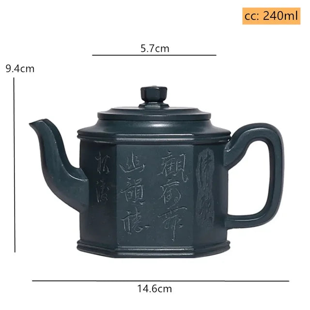 240ml Raw Ore Azure Mud Beauty Teapot Handmade Yixing Purple Clay Tea Pot Tradition Filter Tea Set Chinese Tea Ceremony Gifts