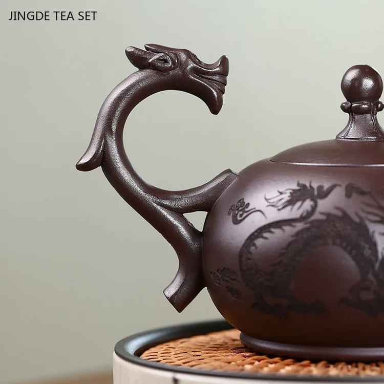 260ml Yixing Purple Clay Tea Pot Hand-painted Dragon Pattern Beauty Teapot Chinese Zisha Tea Set Custom Tradition Filter Kettle
