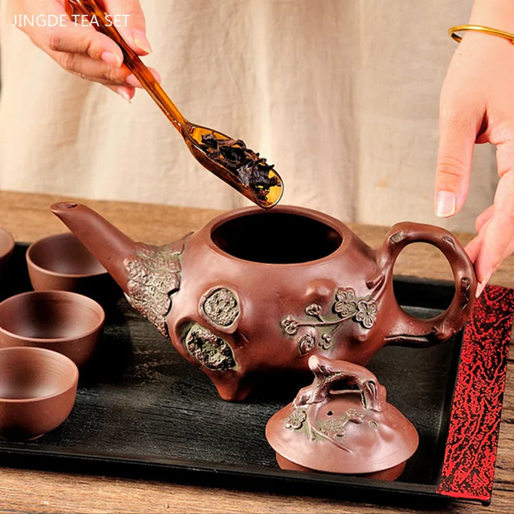 480ml Chinese Yixing Purple Clay Tea Pot Creative Tea Accessories Home Beauty Tea Infuser Custom Large Capacity Filter Teapot