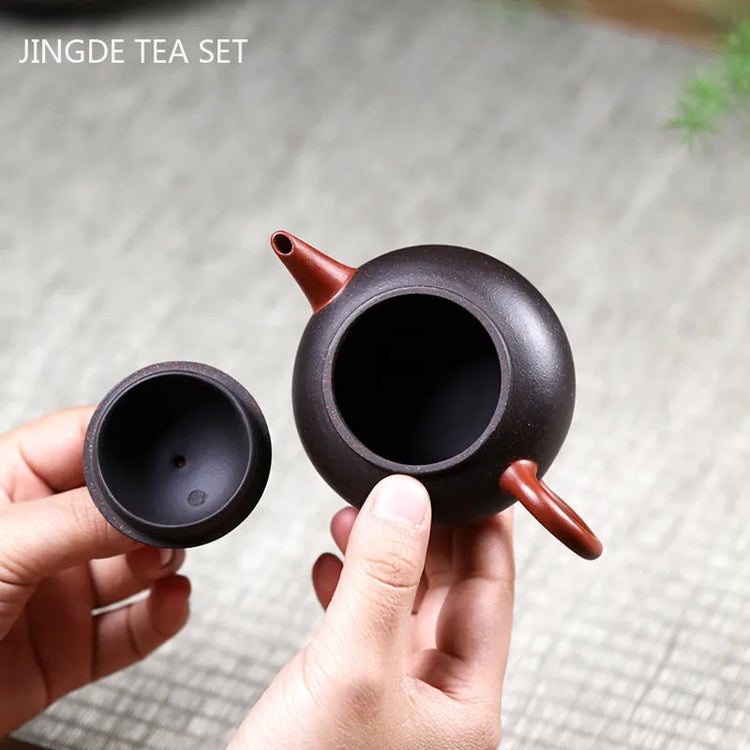 Chinese Yixing Purple Clay Teapot Tradition Black Gold Sand Tea Pot Customized Beauty Kettle Raw Ore Handmade Zisha Tea Set110ml