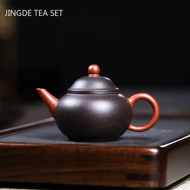 Chinese Yixing Purple Clay Teapot Tradition Black Gold Sand Tea Pot Customized Beauty Kettle Raw Ore Handmade Zisha Tea Set110ml