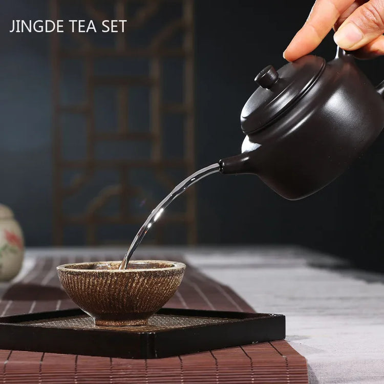 Classic Yixing Purple Clay Teapot Tradition Handmade Filter Tea Pot Raw Ore Black Mud Beauty Kettle Tea Set Supplies 220ml