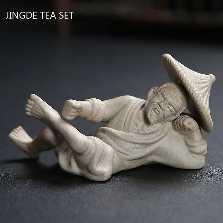 Creative Ceramic Tea Pet Figure Statue Pottery Ornaments Home Garden Decor Desktop Crafts Chinese Tea Ceremony Accessories