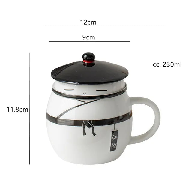 Creative Panda Teacup Ceramic Tea Separation Cup with Lid Filter Office Mug Home Personal Coffee Cup Custom Tea Set Supplies