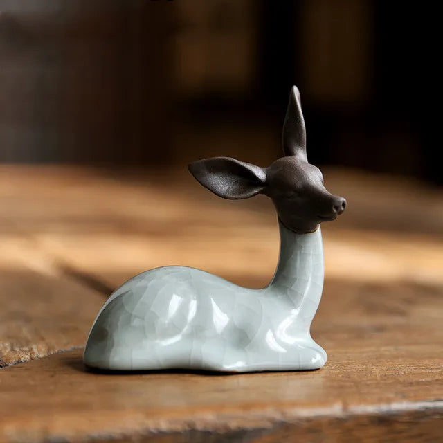 Creativity Ceramics Tea Pet Rabbit Cow Model Statue Ornaments Animal Tea Figurine Chinese Tea Decoration Accessories Crafts
