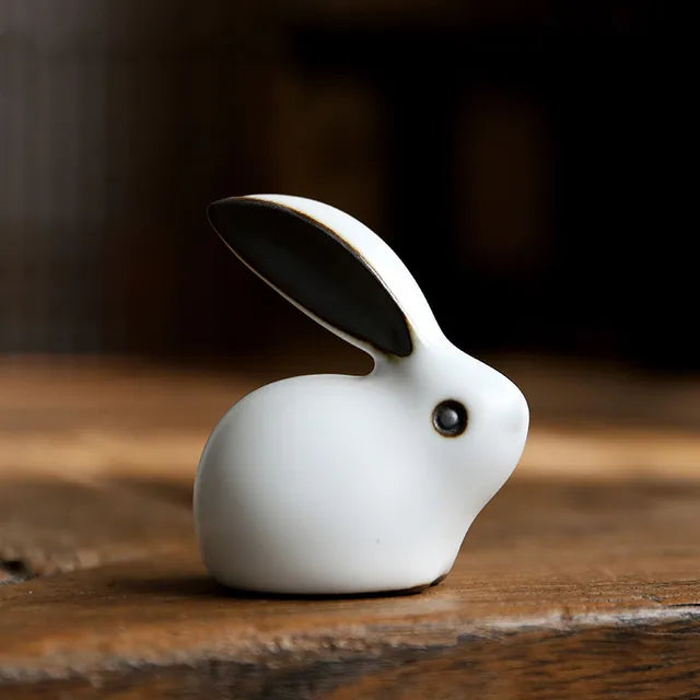Creativity Ceramics Tea Pet Rabbit Cow Model Statue Ornaments Animal Tea Figurine Chinese Tea Decoration Accessories Crafts