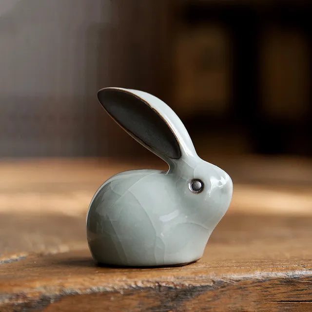 Creativity Ceramics Tea Pet Rabbit Cow Model Statue Ornaments Animal Tea Figurine Chinese Tea Decoration Accessories Crafts