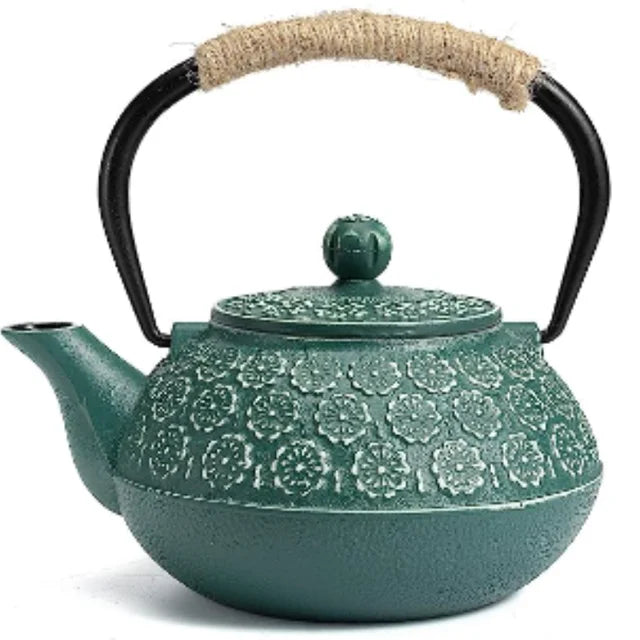 900ML Household Cast Iron Teapot Sakura Pattern Tea Kettle With Tea-Strainer Coffee Tea Water Pot Tea Set Kitchenware