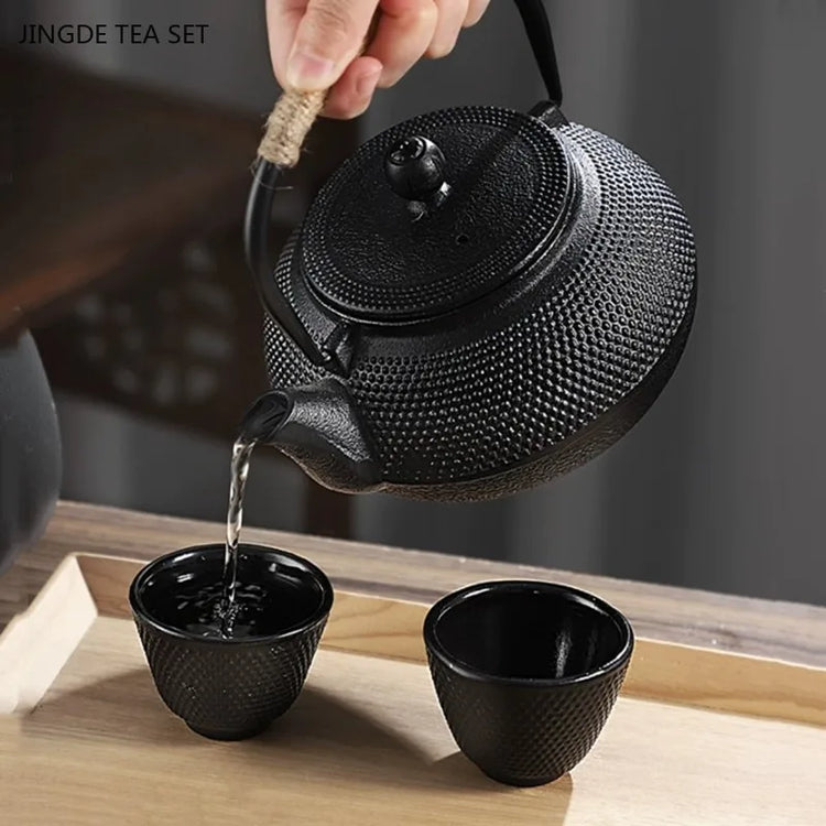 Japanese Cast Iron Teapot Retro Tea Pot and Cup Set Outdoor Tea Cooker Special Tea Set Puer Beauty Teaware Household Teakettle