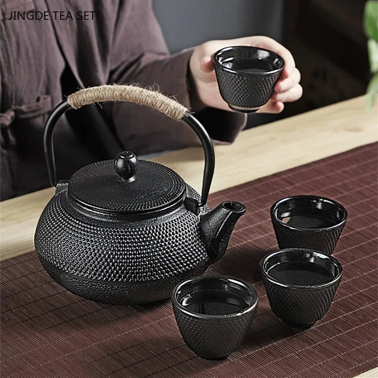 Japanese Cast Iron Teapot Retro Tea Pot and Cup Set Outdoor Tea Cooker Special Tea Set Puer Beauty Teaware Household Teakettle