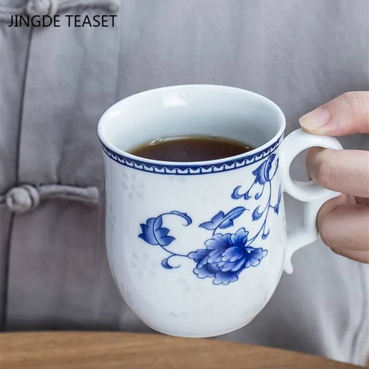 Jingdezhen Retro Ceramics Tea Cup with Filter Household Tea Infuser Office Water Cups Gifts Travel Tea Set Drinkware Supplies