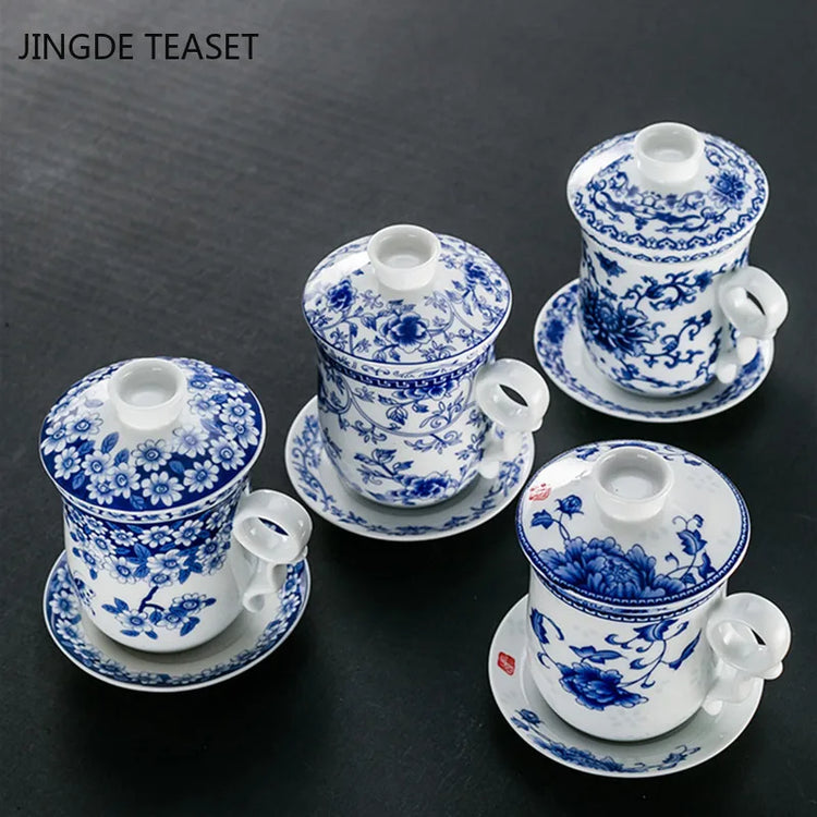 Jingdezhen Retro Ceramics Tea Cup with Filter Household Tea Infuser Office Water Cups Gifts Travel Tea Set Drinkware Supplies