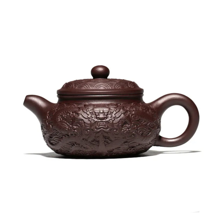 Raw Ore Purple Mud Dragon Pattern Teapot Chinese Yixing Purple Clay Tea Pot Household Beauty Tea Kettle Boutique Tea Sets 300ml