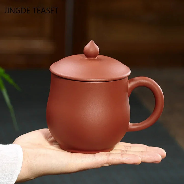 Yixing Handmade Purple Clay Pu'er Teacup With Cover Office Water Travel Portable Tea Cups Gifts Household Tea Set Drinkware