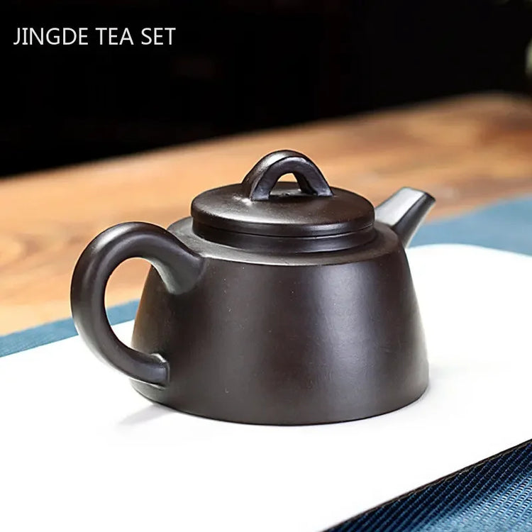 Yixing Handmade Purple Clay Teapot Raw Ore Black Mud Stone Scoop Pot Authentic Zisha Tea Set Filter Beauty Tea Infuser 210ml