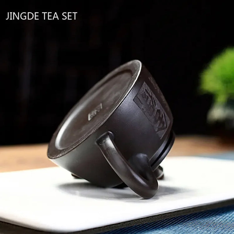 Yixing Handmade Purple Clay Teapot Raw Ore Black Mud Stone Scoop Pot Authentic Zisha Tea Set Filter Beauty Tea Infuser 210ml