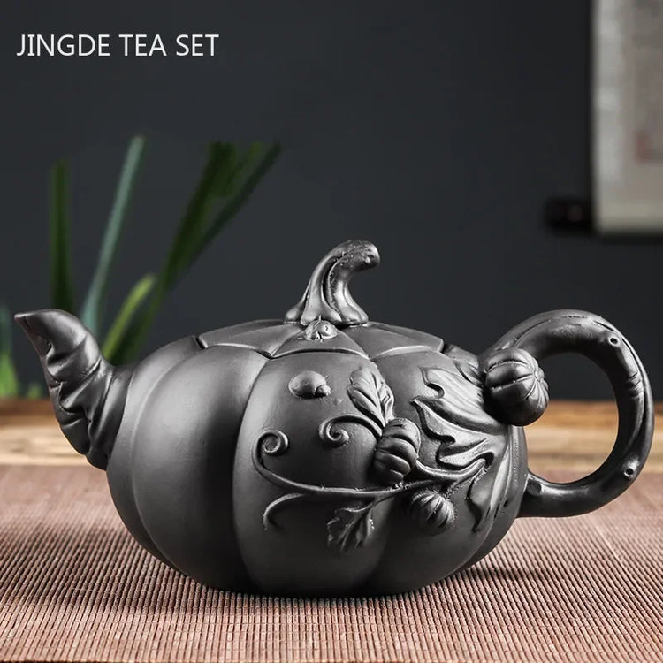 Yixing Purple Clay Teapot Large-capacity Pumpkin Pot Zhu Mud Handmade Filter Tea Maker Chinese-style Purple Sand Tea Set 780ml